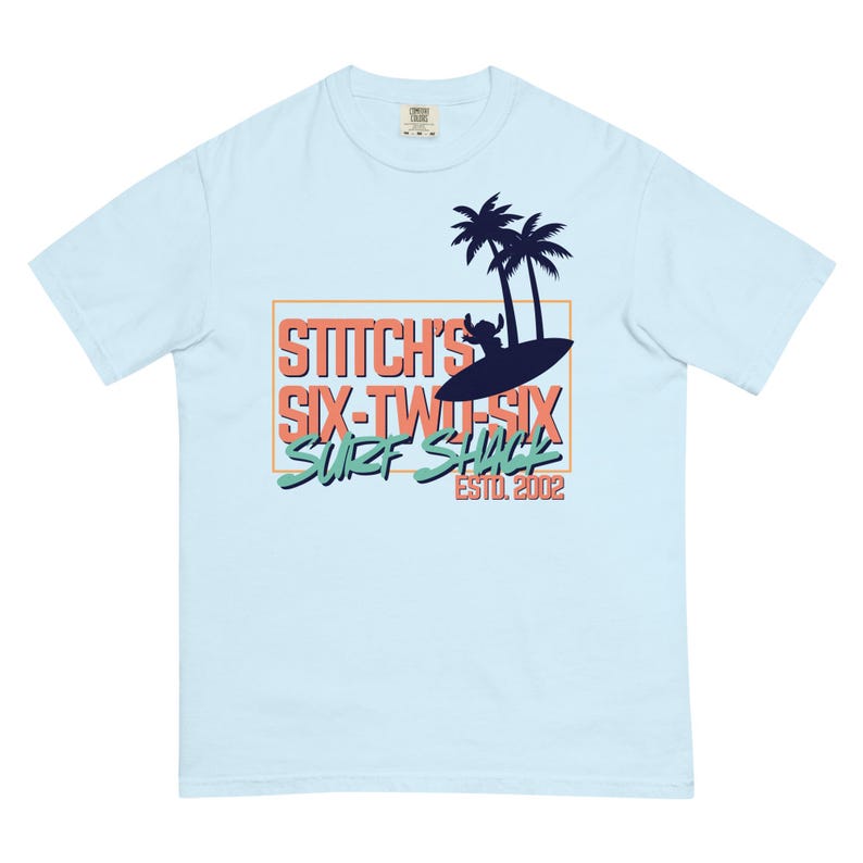 Stitch's Surf Shack, Lilo and Stich, Disney Ohana, Subtle Disney Family Shirts, Trendy Manly Disney Comfort Colors Shirt