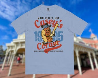 Casey's Corner Comfort Colors Shirt, Disney Magic Kingdom, Retro Hot Dog