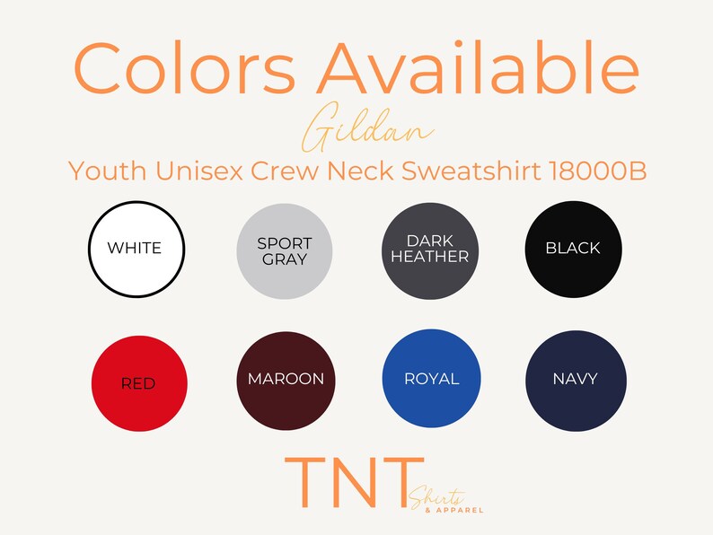 K&ouml;nnte beinhalten: Farbkarte f&uuml;r Gildan Youth Unisex Crew Neck Sweatshirt 18000B. Die verf&uuml;gbaren Farben sind Wei&szlig;, Sportgrau, Dunkelgrau meliert, Schwarz, Rot, Weinrot, K&ouml;nigsblau und Marineblau.
