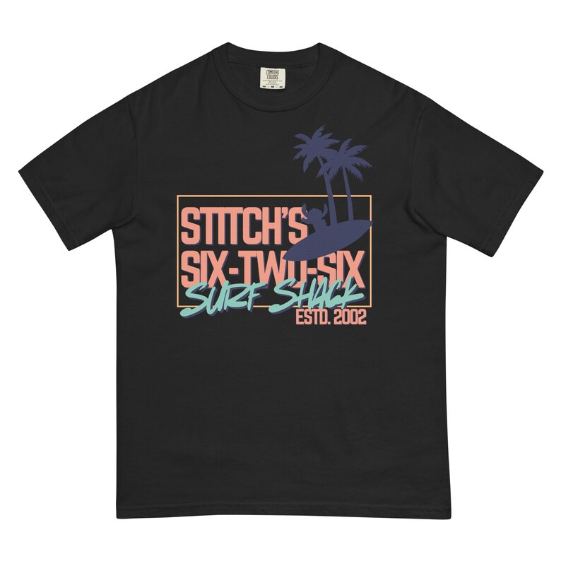 Stitch's Surf Shack, Lilo and Stich, Disney Ohana, Subtle Disney Family Shirts, Trendy Manly Disney Comfort Colors Shirt