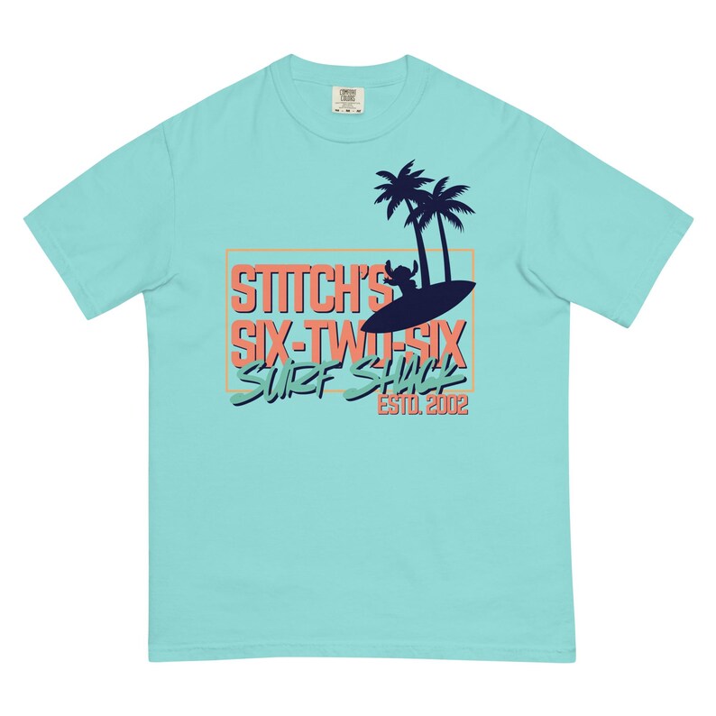 Stitch's Surf Shack, Lilo and Stich, Disney Ohana, Subtle Disney Family Shirts, Trendy Manly Disney Comfort Colors Shirt