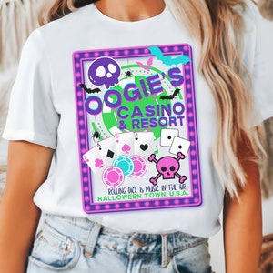 ウーギーのカジノ＆リゾート、控えめなディズニーベラキャンバスユニセックス半袖Tシャツ、ディズニーファミリーシャツ、ディズニーシャツ、ディズニーランドシャツ