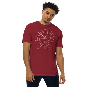 Mando's Navigation, Subtle Disney Men’s Premium Heavyweight Short Sleeve T-Shirt, TALL Length, Disney Dad Shirts, Disney Shirts