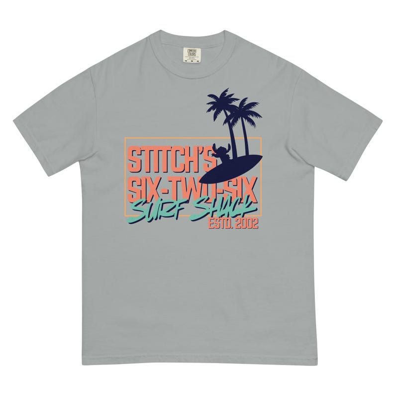 Stitch's Surf Shack, Lilo and Stich, Disney Ohana, Subtle Disney Family Shirts, Trendy Manly Disney Comfort Colors Shirt