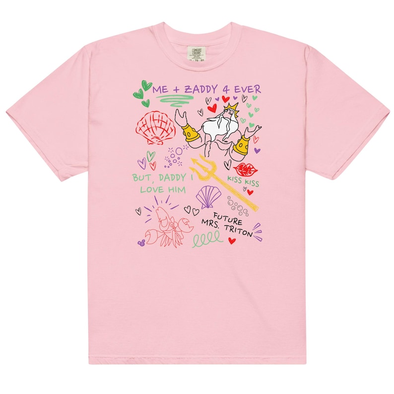 Little Mermaid Inspired King Triton Zaddy Doodle Sketch, Little Mermaid Girls Trip Shirt, Funny Subtle Trendy Comfort Colors King Triton Tee