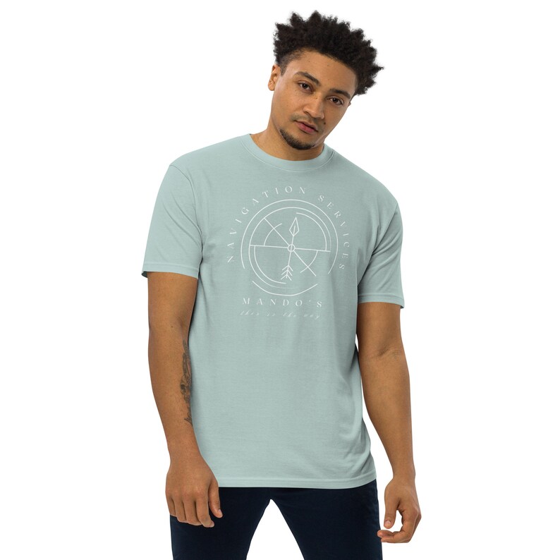 Mando's Navigation, Subtle Disney Men’s Premium Heavyweight Short Sleeve T-Shirt, TALL Length, Disney Dad Shirts, Disney Shirts