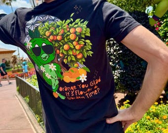 Shirt oranje vogel EPCOT bloementuin, Disney vormsnoei T-shirt