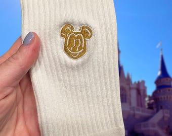 Embroidered Mickey Waffle Crew Socks, Disney Inspired