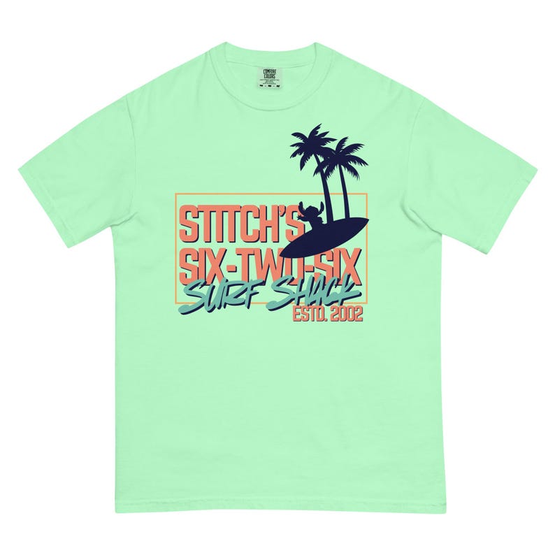 Stitch's Surf Shack, Lilo and Stich, Disney Ohana, Subtle Disney Family Shirts, Trendy Manly Disney Comfort Colors Shirt