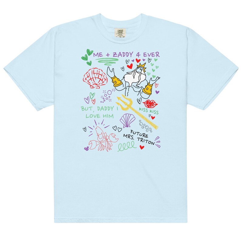 Little Mermaid Inspired King Triton Zaddy Doodle Sketch, Little Mermaid Girls Trip Shirt, Funny Subtle Trendy Comfort Colors King Triton Tee