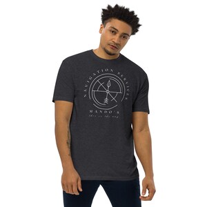 Mando's Navigation, Subtle Disney Men’s Premium Heavyweight Short Sleeve T-Shirt, TALL Length, Disney Dad Shirts, Disney Shirts
