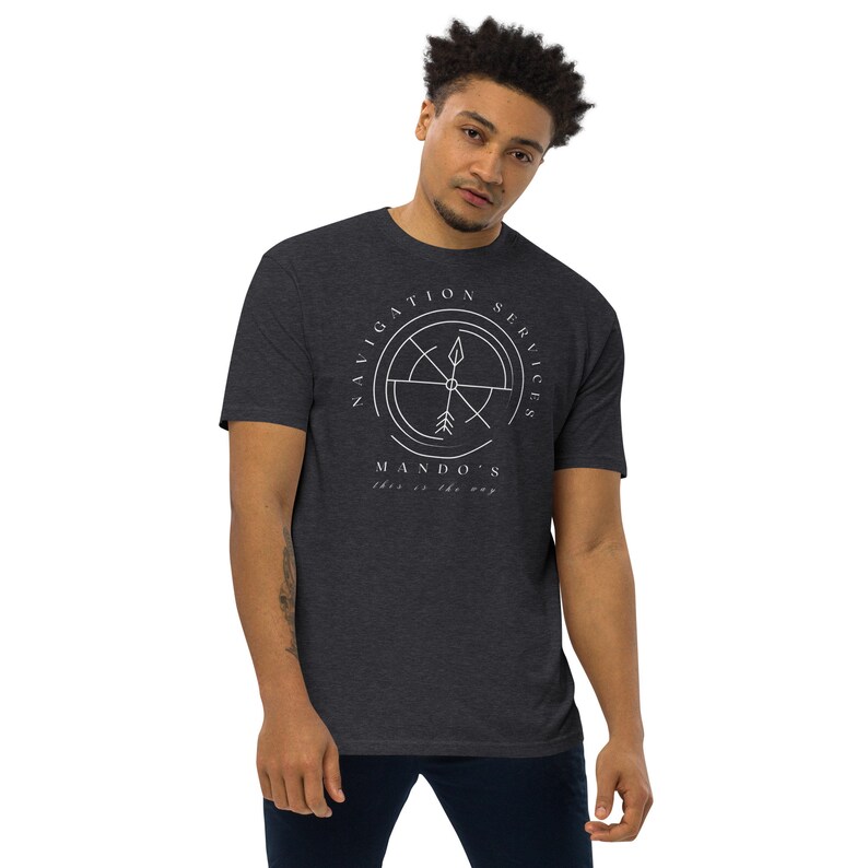 Mando's Navigation, Subtle Disney Men’s Premium Heavyweight Short Sleeve T-Shirt, TALL Length, Disney Dad Shirts, Disney Shirts