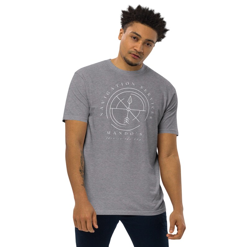 Mando's Navigation, Subtle Disney Men’s Premium Heavyweight Short Sleeve T-Shirt, TALL Length, Disney Dad Shirts, Disney Shirts