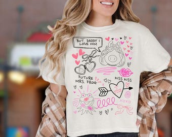 Top corto con garabatos de Miss Piggy y Kermit, camiseta inspirada en los Muppets de Disney