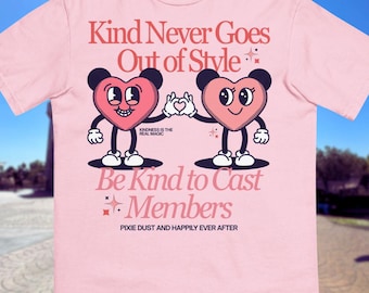 Sé amable con los miembros del elenco, camiseta Disney de colores cómodos para adultos