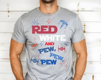 Red White Pew Pew Bella Canvas Shirt, Subtle Disney Star Wars Tee