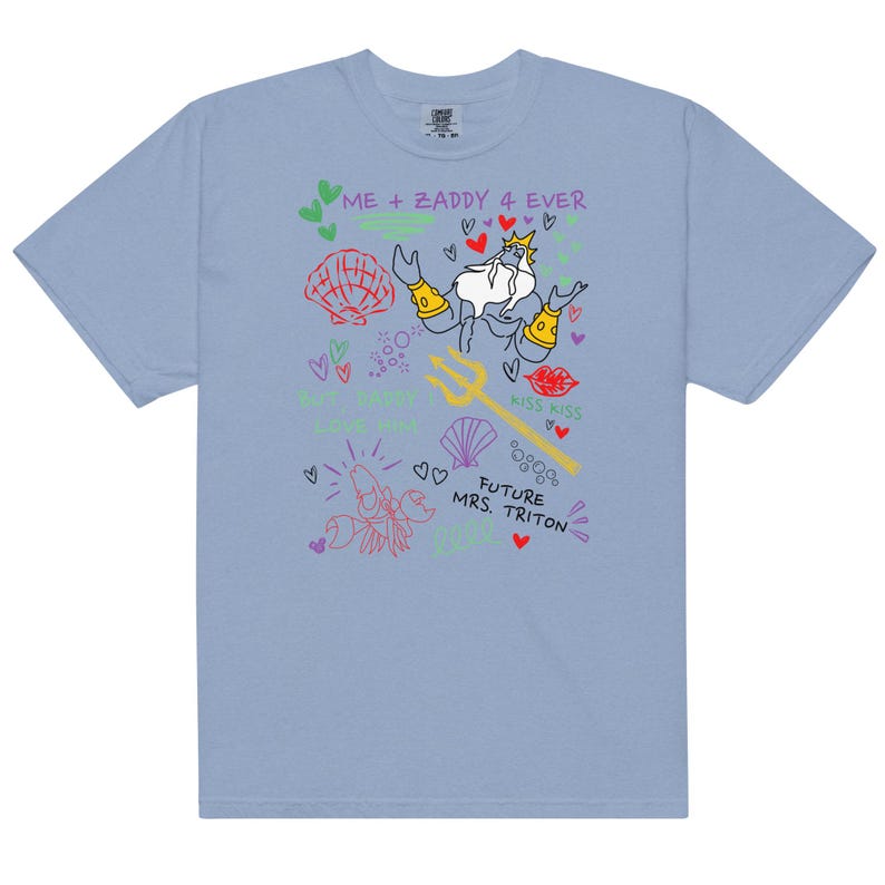 Little Mermaid Inspired King Triton Zaddy Doodle Sketch, Little Mermaid Girls Trip Shirt, Funny Subtle Trendy Comfort Colors King Triton Tee