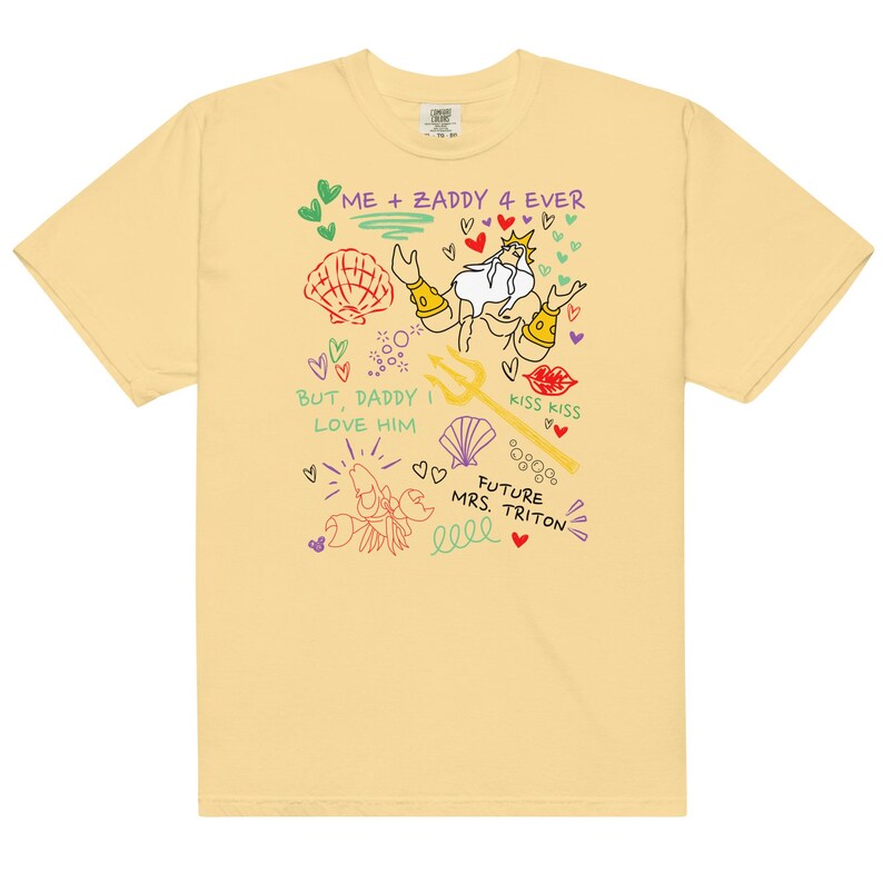 Little Mermaid Inspired King Triton Zaddy Doodle Sketch, Little Mermaid Girls Trip Shirt, Funny Subtle Trendy Comfort Colors King Triton Tee