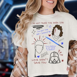 Star Wars Inspired Anakin Skywalker Crop Top, Anakin and Darth Vader Sketch Crop Top, Subtle Trendy Star Wars Anakin Crop Top