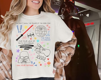 Top corto con disegno di Darth Vader: maglietta con schizzo di Star Wars