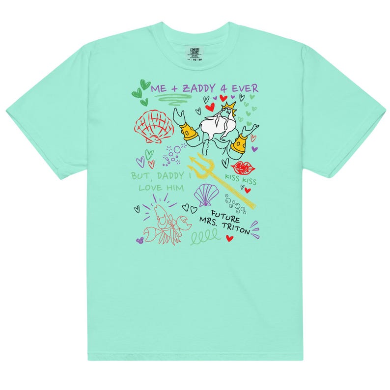 Little Mermaid Inspired King Triton Zaddy Doodle Sketch, Little Mermaid Girls Trip Shirt, Funny Subtle Trendy Comfort Colors King Triton Tee