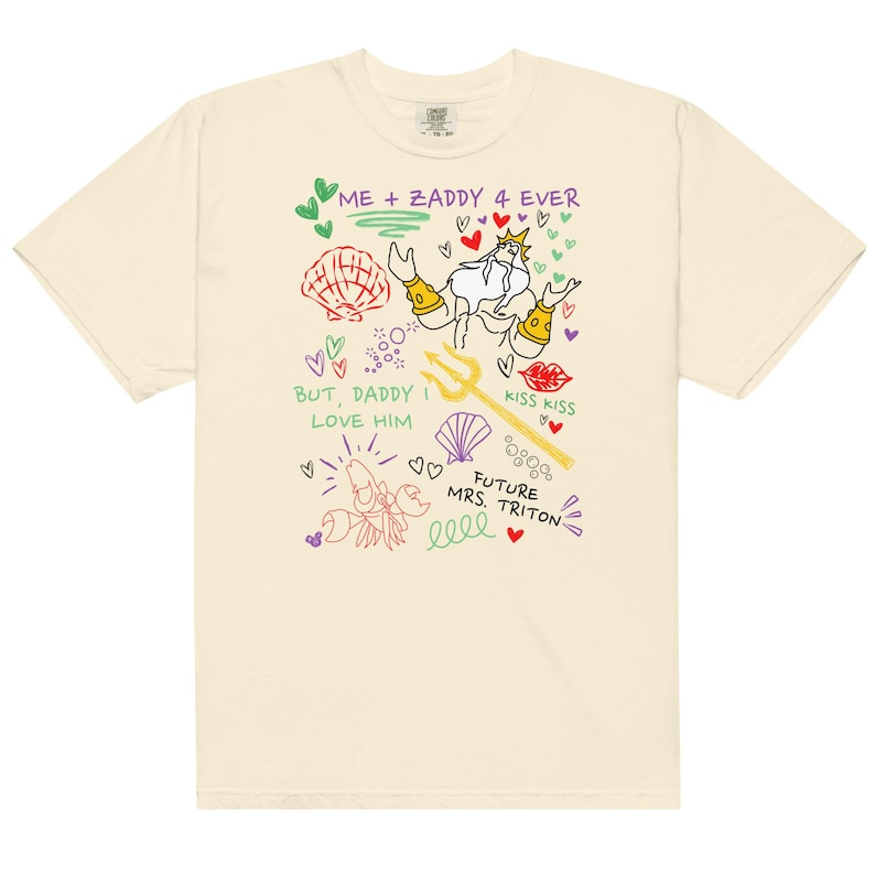 Little Mermaid Inspired King Triton Zaddy Doodle Sketch, Little Mermaid Girls Trip Shirt, Funny Subtle Trendy Comfort Colors King Triton Tee