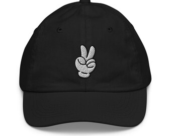 Mickey Peace Sign Kids Hat, Disney Youth Baseball Cap