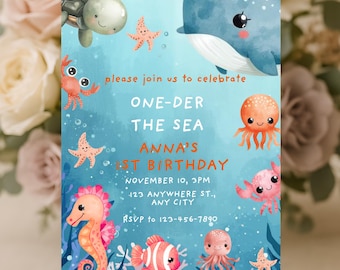 Unter dem Meer-Geburtstagseinladung | Baby Shower Invite CanvaBearbeitbar (Digitaler Download)