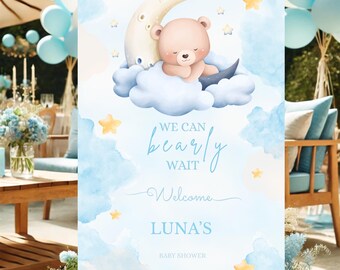 "Teddybär-Babyparty-Willkommens-Schild ""Wolke & Stern"" (digitaler Download, 76 x 50 cm)"