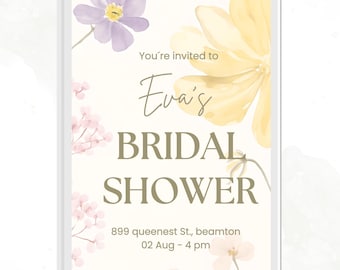 Elegante Brautdusche Einladung Vorlage: Modernes minimalistisches Design (Canva Editierbar, 5x7, digitaler Download)