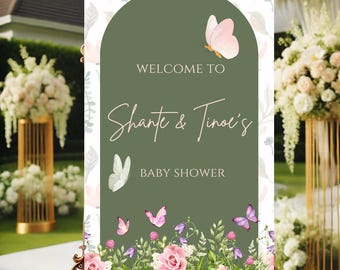 Butterfly Garden Willkommensschild: Floral Babyparty, Geburtstag (Digitaler Download)