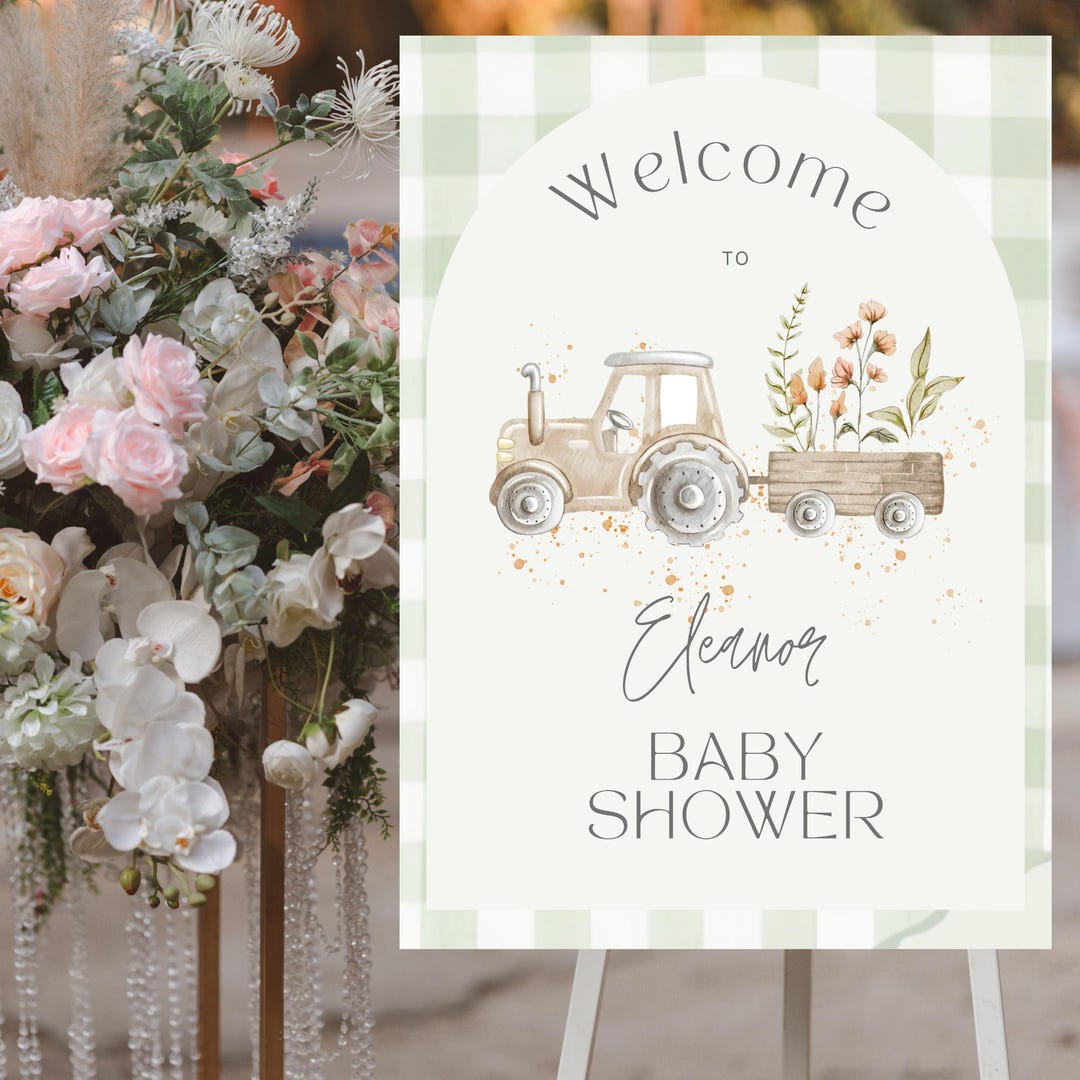 Tractor Farm Welcome Sign: Rustic Baby Shower or Birthday Printable ...