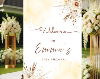 Rustikales Willkommensschild mit Sonnenblume: Boho Floral Party Decor (Digitaler Download, PDF-Datei