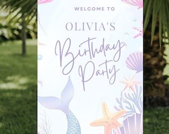 Meerjungfrau Willkommen Zeichen: Unter dem Meer Party Dekor (editierbar, digitaler Download)