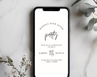 Hochzeitsempfängeeinladungsvorlage, Modernes Empfang Evite, Digitaler Empfang Einladen, Hochzeit