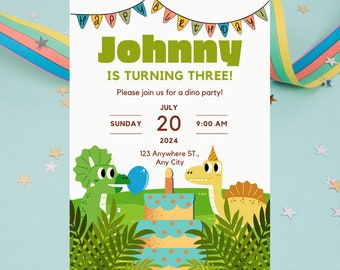 Dinosaur Birthday Invitation, Kid's Birthday Invitation