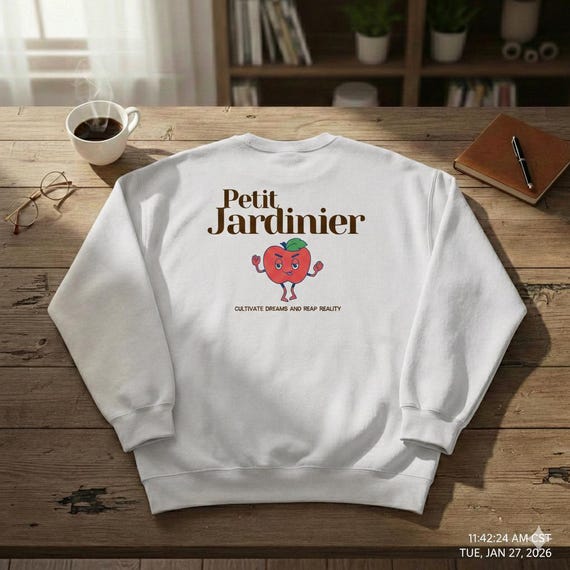 Plant Mom Sweatshirt | Gardener Gift | Petit Jardinier Crewneck | French Aesthetic | Cottagecore Sweater | Gift for Plant Lover