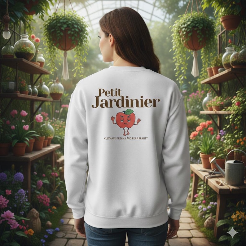 Plant Mom Sweatshirt | Gardener Gift | Petit Jardinier Crewneck | French Aesthetic | Cottagecore Sweater | Gift for Plant Lover image 2