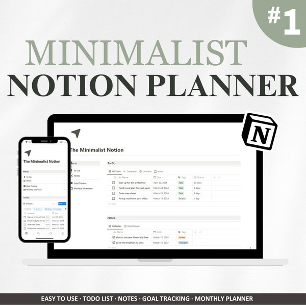 Minimalist Notion Template ADHD friendly | Aesthetic All in One Life Planner