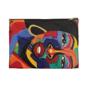 Vibrant Art Accessory Pouch, Colorful Makeup Bag, Large Clutch for Artists, Abstract Artistic Travel Organizer