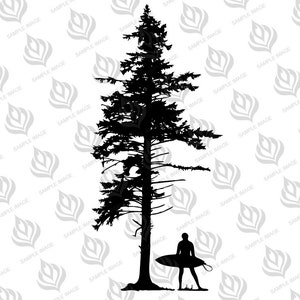 Westkustsurfer met Sitka-sparrenboom