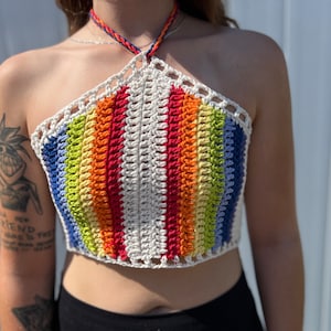 crochet rainbow crop top