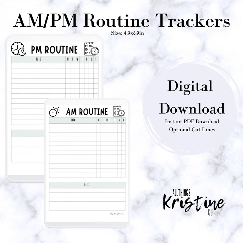 AM & PM Routine Trackers | Planner Printable | PDF Instant Download | 4 ...