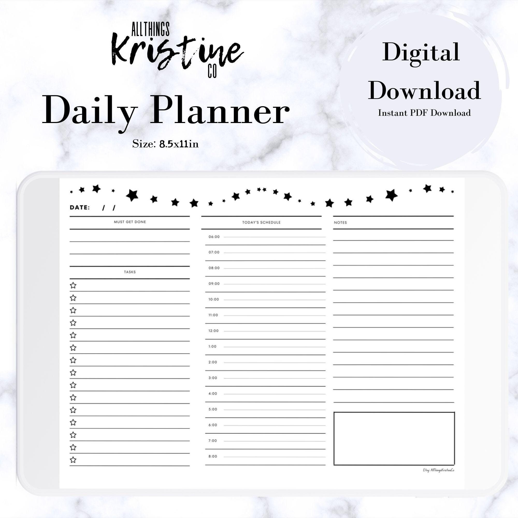 Daily Planner Printable | PDF Instant Download | 8.5x11 In - Etsy