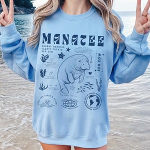 Manatee Sweatshirt Manatee Shirt Marine Biology Gift for Manatee Lovers Sweatshirt Save The Manatee Sweater Beach Bum Shirt Florida Beach