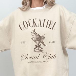 Cockatiel Social Club Sweatshirt - Bird Mom Gift Sand