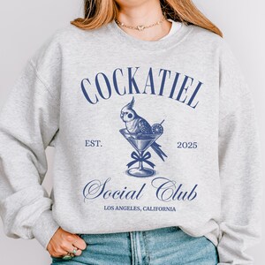 Cockatiel Social Club Sweatshirt - Bird Mom Gift Ash