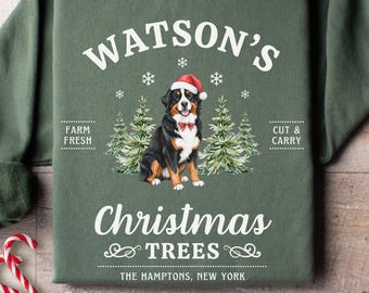 Bernese Mountain Dog Christmas Sweatshirt, Personalized Dog Christmas Gifts, Bernese Mountain Dog, Custom Holiday Pullover, Dog Lovers Gifts
