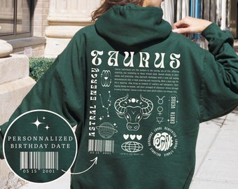 Taurus Hoodie Astrology Gift Taurus Sweatshirt Y2K Hoodie Zodiac Sign Gift Custom Birthday Gift Zodiac Shirt Trendy Word Hoodie Taurus Gift