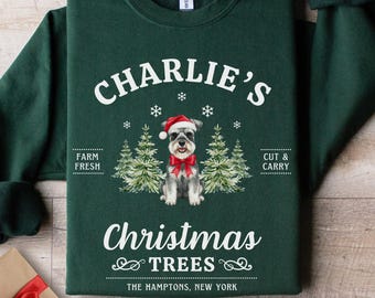 Schnauzer Christmas Sweatshirt, Personalized Miniature Schnauzer Shirt, Custom Dog Holiday Sweater, Dog Mom Xmas Gift, Schnauzer Lover Gifts